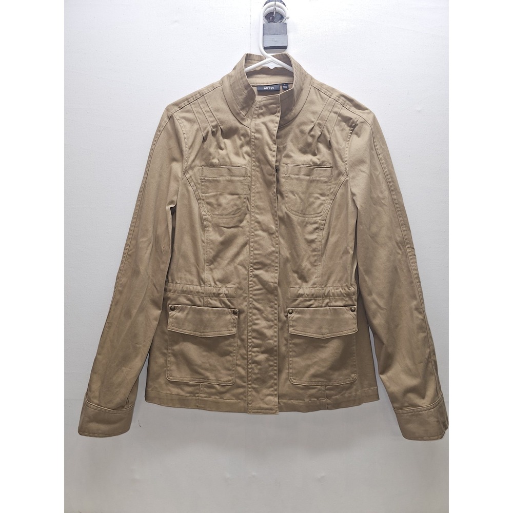 Apt 9 Field Jacket Women M Khaki Military Utility Full Zip Military Gorpcore
